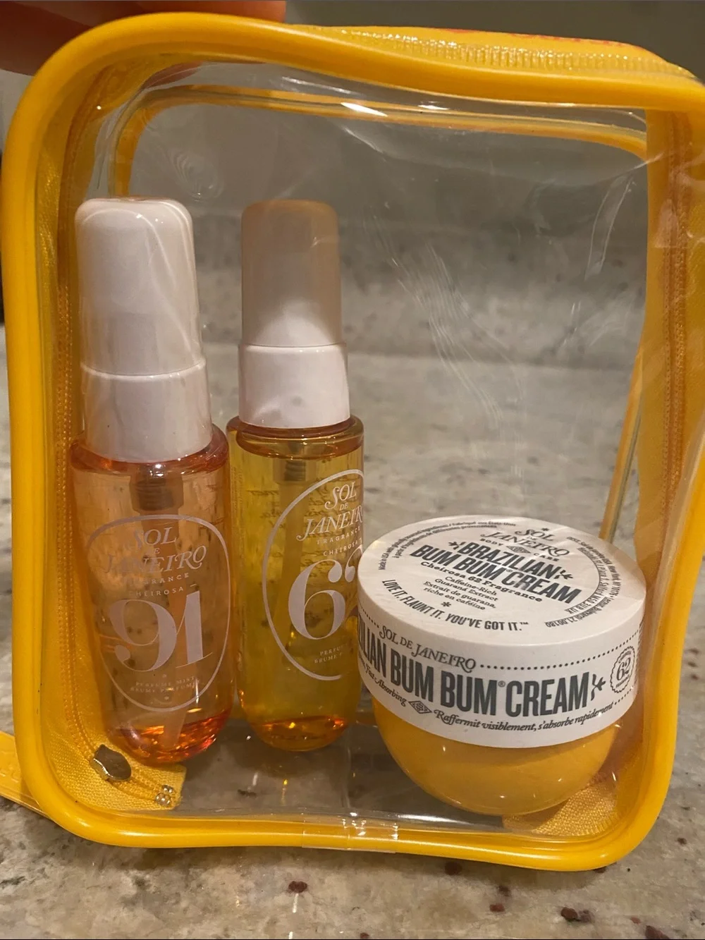Sol de Janeiro 62 & 91 travel set - empty mist bottles,  bum bum cream and pouch